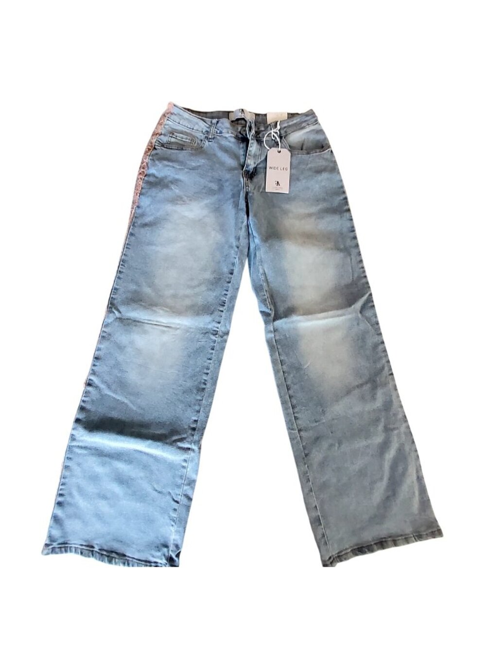 Flying Angel Womens Wide Leg  Jeans With Lace Trim Sz 3/26 Premium Stretch Denim